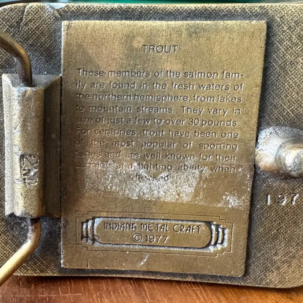 Vintage 1977 Brass Trout Belt Buckle - Picture 6 of 8